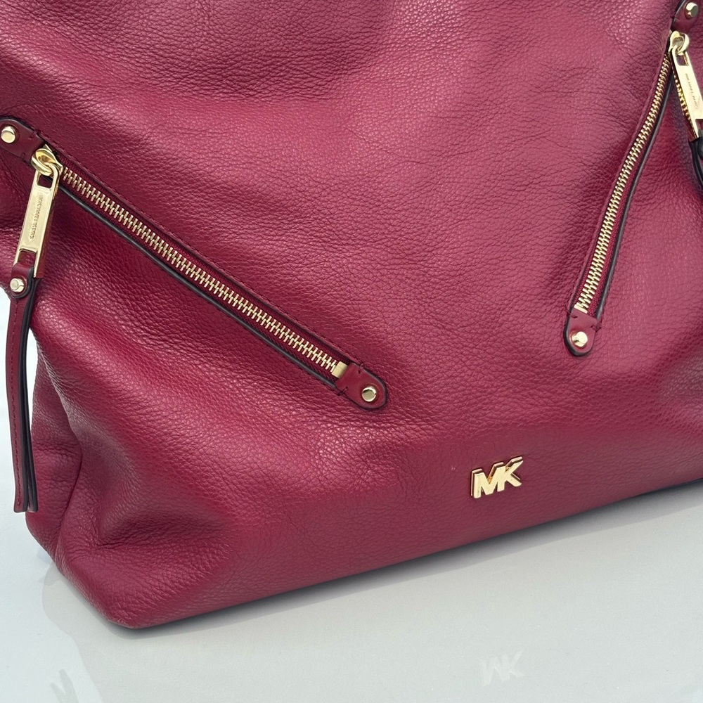 Michael Kors Scarlett Red Leather Evie Shoulder Bag-  Beautiful! - Picture 4 of 13